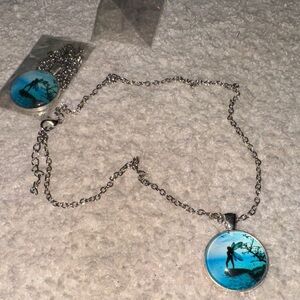 Silver Necklace with Blue Pendant